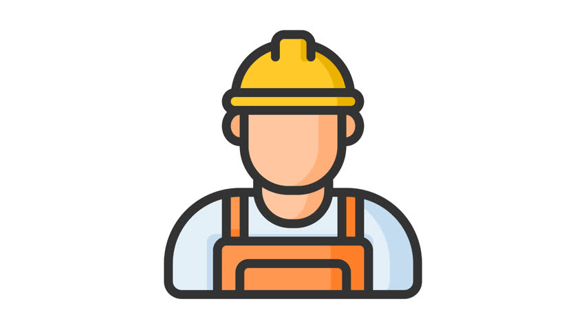 Animated construction worker icon for industrial
