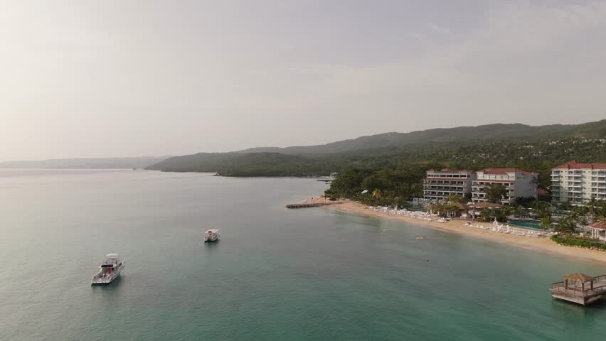 Ocean View With Boats And Building In St Ann Jamaica