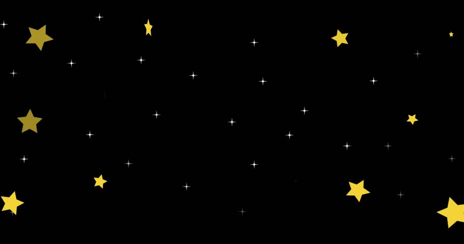 Abstract stars starting with white glints, gold stars and grey shards drifting, rotating for UI. Star, sparkles, triangles, motion, depth, digital, geometric