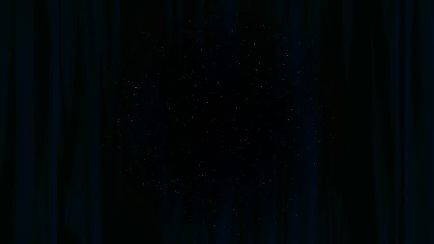 Blue AI Atom Symbol with Glowing Circuits and Dark Curtains Background science technology