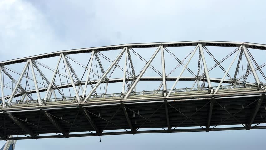 Tilting Aerial Shot From Under John Seigenthaler Pedestrian Bridge In Nashville, Tennessee.