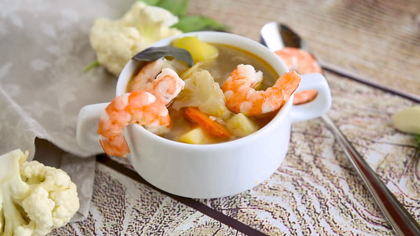 Tender Seafood Soup with Potatoes and Carrots