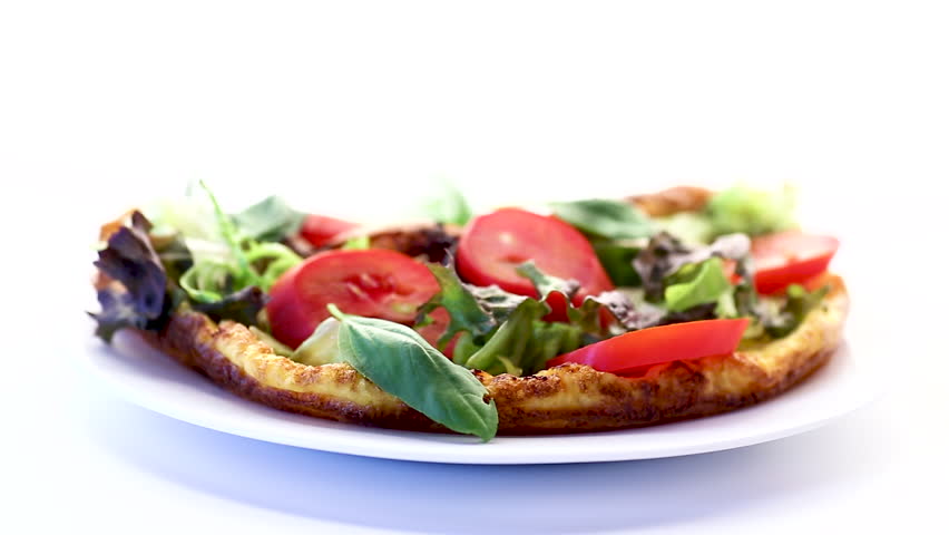 Diet frittata with fresh lettuce and pepper