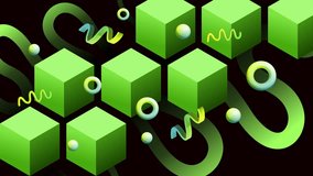 Floating hexagonal blocks with spirals and rings in bright luminous animation - Powered by Shutterstock - Get 15% off with code: PIKWIZARD15