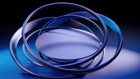 Closeup of metallic rings rotating and intertwining under soft lighting in a sleek studio setting creating a modern and futuristic atmosphere ideal for technology and innovation themes - Powered by Shutterstock - Get 15% off with code: PIKWIZARD15