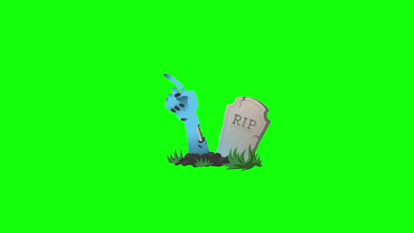 A zombie hand bursts out of the grave and slowly points with one finger — perfect for spooky intros or Halloween edits.