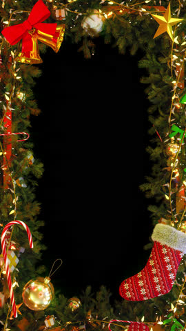 Christmas Wreath Frame is alpha motion footage for festival films and cinematic in celebrate scene. Also good background for scene and titles.
