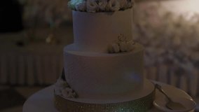 Beautiful wedding cake at wedding, slow motion video, wedding cake details - Powered by Shutterstock - Get 15% off with code: PIKWIZARD15