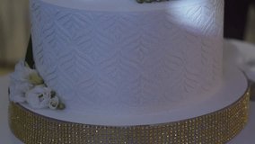 Beautiful wedding cake at wedding, slow motion video, wedding cake details - Powered by Shutterstock - Get 15% off with code: PIKWIZARD15