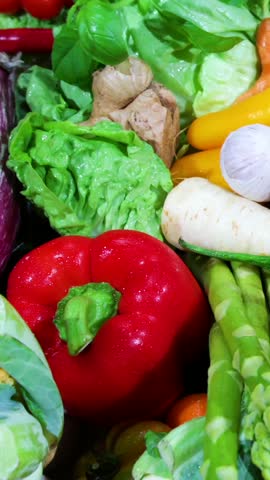 Fresh vegetables at a local market in the early morning sunlight for a healthy meal preparation