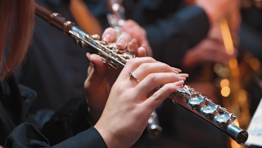 A close-up view of a musician