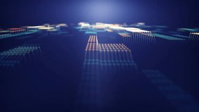 Futuristic 3D Data Landscape With Glowing Grid Blocks, Abstract Analytics Waves, And Digital Visualization Elements Representing AI Processing, Big Data Insights, And Advanced Technology Systems. - Powered by Shutterstock - Get 15% off with code: PIKWIZARD15