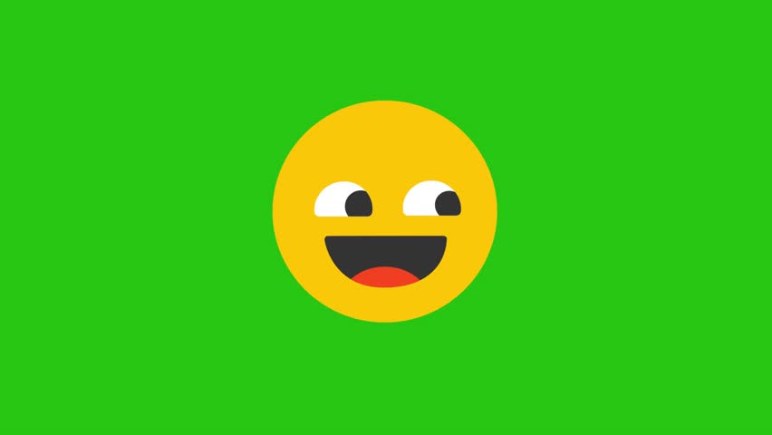 A simple, cheerful yellow smiley face stands out against a vibrant green backdrop.