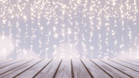 Empty wooden table with sparkling golden bokeh lights, perfect Christmas background. Ideal for product display, holiday advertising, festive celebrations. Winter magic, glitter, sparkle. - Powered by Shutterstock - Get 15% off with code: PIKWIZARD15