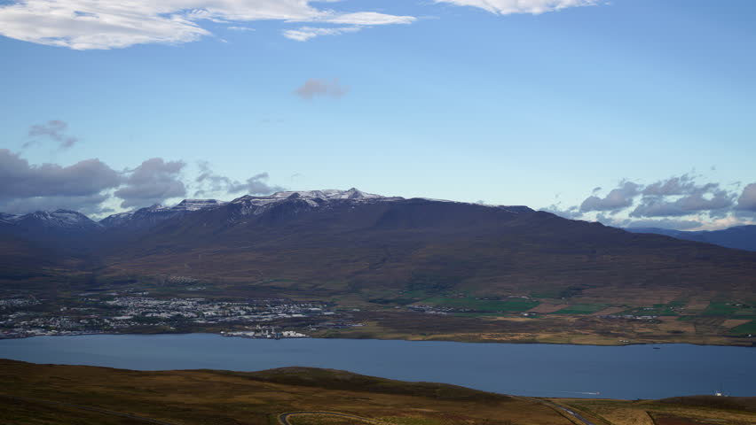 Landscape around Akureyri in the north of Iceland - time lapse
