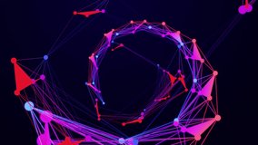Abstract multicolored plexus of lines, dots and polygons transforms and rotates in 3D space, seamless loop on a dark gradient tech background - Powered by Shutterstock - Get 15% off with code: PIKWIZARD15
