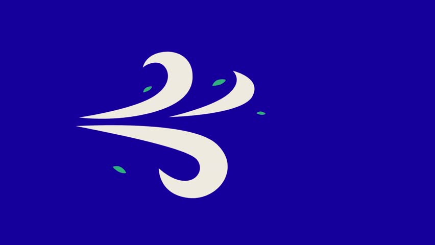 Wind blows animation on blue screen