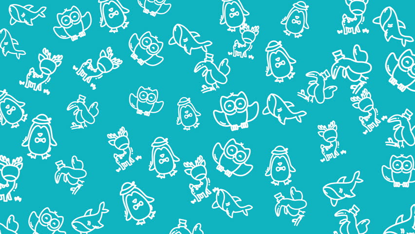 Turquoise backdrop, white animal outlines. Perfect for childrens book illustrations, wildlifethemed designs, posters, and educational materials. Whimsical and engaging.