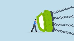 Business threat, 4k animation Businessman wields shield to battle several attackers blows. - Powered by Shutterstock - Get 15% off with code: PIKWIZARD15