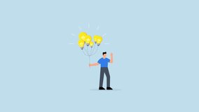 Innovation idea, 4k animation smart businessman holding lightbulb idea balloons. - Powered by Shutterstock - Get 15% off with code: PIKWIZARD15