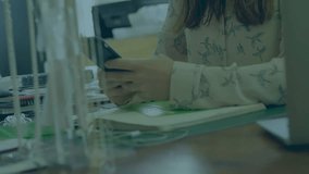 Woman tapping smartphone at desk, summoning social media likes counter rising and causing smile. Engagement, analytics, device, workspace, daylight, laptop, minimal - Powered by Shutterstock - Get 15% off with code: PIKWIZARD15