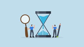 Time management analysis, 4k animation Business professionals, project managers, and analysts examine a time graph represented in an hourglass. - Powered by Shutterstock - Get 15% off with code: PIKWIZARD15