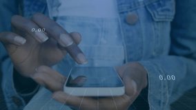 Woman holding smartphone and tapping screen, finger dragging, updating finance graphs for analysis. Device, gesture, data, visualization, charts, closeup, denim - Powered by Shutterstock - Get 15% off with code: PIKWIZARD15