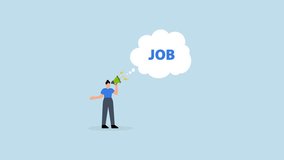 Job advertising, 4k animation businesswoman announce jobs on megaphone. - Powered by Shutterstock - Get 15% off with code: PIKWIZARD15