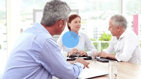 Left man speaking, starting blue nodes growing and linking in business meeting showing network. Collaboration, boardroom, overlay, daylight, urban, synergy, teamwork - Powered by Shutterstock - Get 15% off with code: PIKWIZARD15