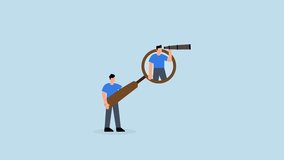 Search and discovery career opportunity, 4k animation businessman with magnifying glass help search job. - Powered by Shutterstock - Get 15% off with code: PIKWIZARD15