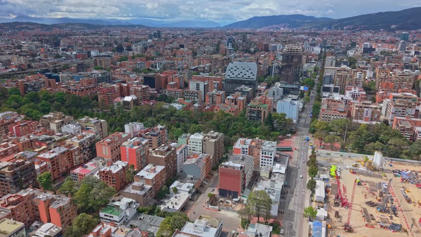 Aerial view of Virrey Park area in Bogota, Colombia cityscape