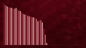 Vertical bars animate downward, visualizing data decline on a dark red, hexagonal, digital backdrop - Powered by Shutterstock - Get 15% off with code: PIKWIZARD15
