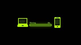 Neon Green Data Transfer Progress Bar Between Laptop and Phone - Powered by Shutterstock - Get 15% off with code: PIKWIZARD15