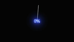 Futuristic Blue Neon Loading Circle with 100% Percent Indicator progress ring. Digital blue neon circular loader showing 100% percent on dark background in hd sleek futuristic interface - Powered by Shutterstock - Get 15% off with code: PIKWIZARD15