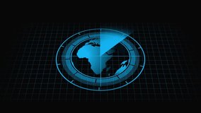 Earth Globe in Blue Radar Scope with Grid Background and Scanning Beam world. Digital earth globe with blue radar scope and scanning beam on grid in hd modern global tech concept - Powered by Shutterstock - Get 15% off with code: PIKWIZARD15