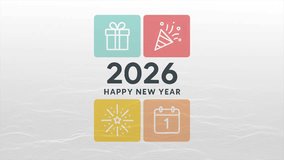  Bold 2026 new year infographic layout with Abstract Minimalist Wavy Particle - Powered by Shutterstock - Get 15% off with code: PIKWIZARD15