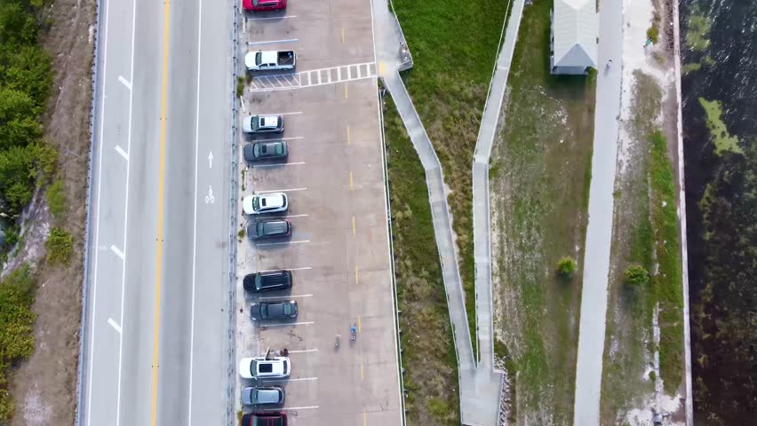 Tilt up Aerial view of Seven Mile Bridge in Florida which connects several of the Florida Keys on the way to Key West. Florida Keys 2025 drone shots flying over new Seven mile bridge