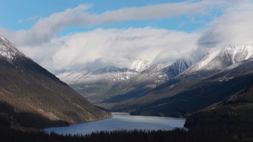 Majestic Snow-Capped Mountains and Serene Lake in British Columbia, Canada