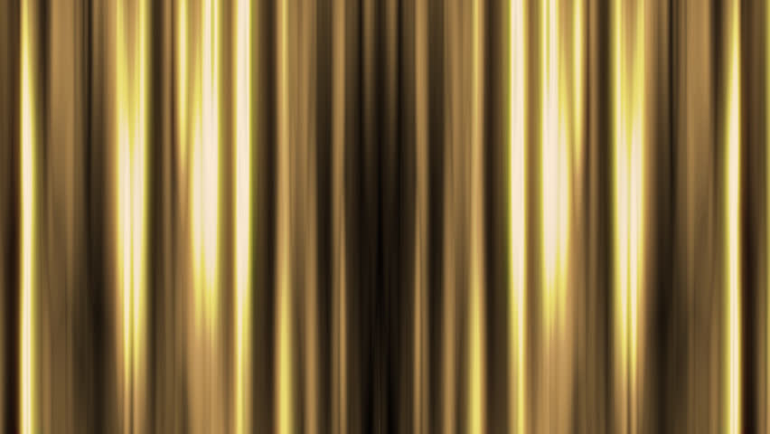 Gold curtain animation on transparent background, alpha channel