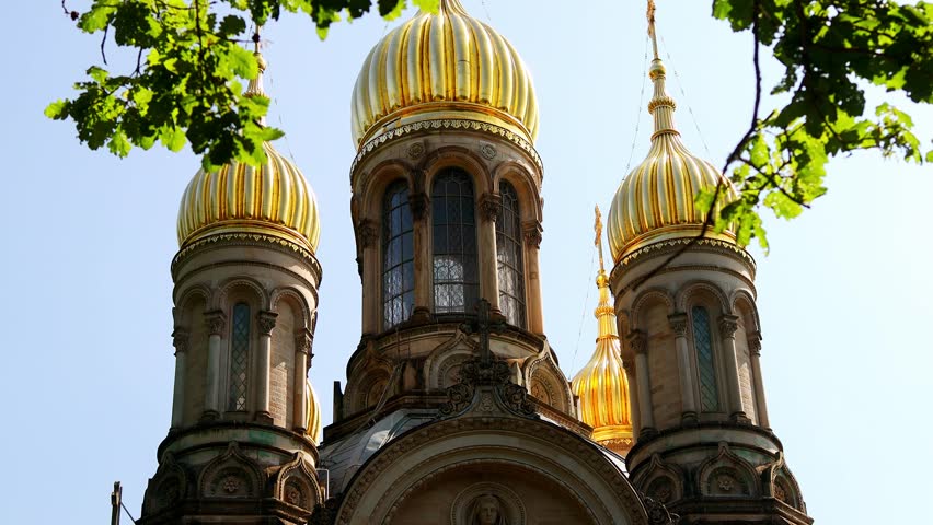 the russian orthodox church of wiesbaden germany 4k 25fps video