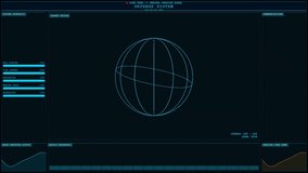 Sci-fi orbital station dashboard featuring a rotating wireframe planet, shield frequency spectrums, thruster output graphs, and live communication logs in a holographic style. - Powered by Shutterstock - Get 15% off with code: PIKWIZARD15