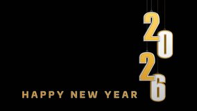 Golden 2026 String Hanging Animation with Alpha — New Year Holiday Design - Powered by Shutterstock - Get 15% off with code: PIKWIZARD15