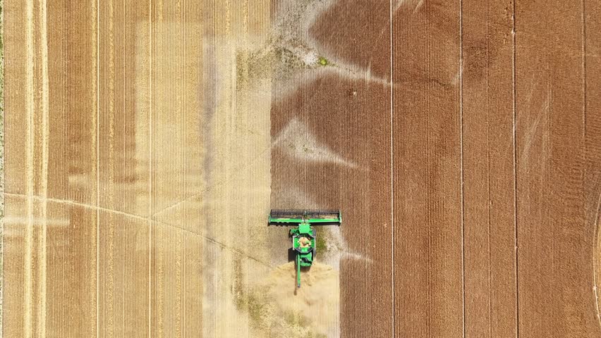 Aerial perspective of a tractor in a field in Ohio