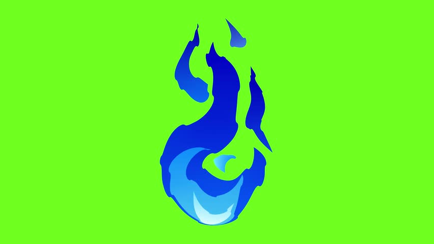 Tall Spiraling Magical Blue Fire Green Screen
