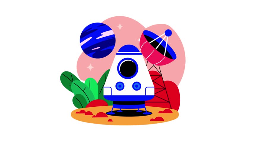 Space Launch Station Animated Mp4 File	  