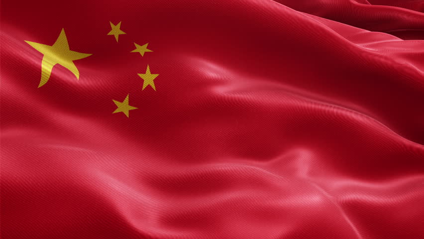 Looping Waving Flag of China, Realistic Cloth Texture Animation