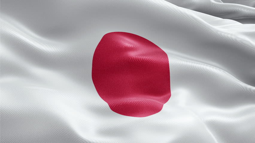 Looping Waving Flag of Japan, Realistic Cloth Texture Animation