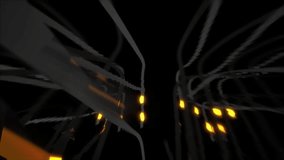Waving animated grey ribbons with yellow energy burst coming into camera. Speed energy flow on black background - Powered by Shutterstock - Get 15% off with code: PIKWIZARD15