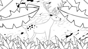 Animated video of a deer in black and white cartoon style, art, animal, 2D. - Powered by Shutterstock - Get 15% off with code: PIKWIZARD15