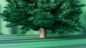 Animation 3d Christmas gifts. New Year's gifts in red and green appear under the fir tree. Festive scene with pine tree on a green background. Copy space, place for text. - Powered by Shutterstock - Get 15% off with code: PIKWIZARD15